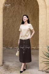 SONO - Chân váy linen nút gỗ