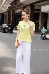 SONO - Áo linen thêu cành lá