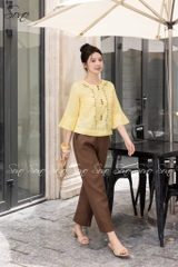 SONO - Áo linen tay lỡ thêu hoa dây leo
