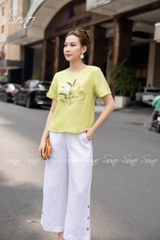 SONO - Áo linen thêu cành lá