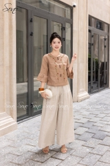 SONO - Áo linen tay lỡ thêu hoa dây leo