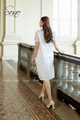 SONO - Đầm linen có tay thêu 6 chuồn chuồn