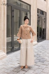 SONO - Áo linen tay lỡ thêu hoa dây leo