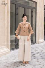 SONO - Áo linen tay lỡ thêu hoa dây leo