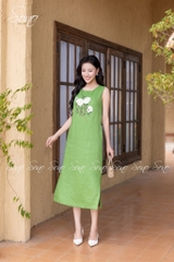 SONO - Đầm linen thêu 3 hoa to