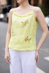 SONO - Áo linen 2 dây thêu 3 hoa
