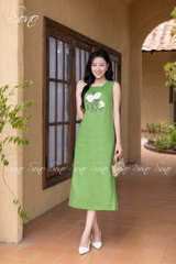 SONO - Đầm linen thêu 3 hoa to