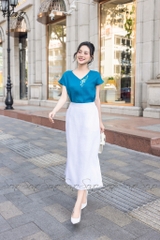 SONO - Áo linen tay dơi cổ tim thêu