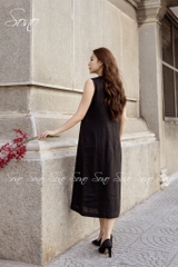 SONO - Đầm dài linen nút bên vẽ hoa
