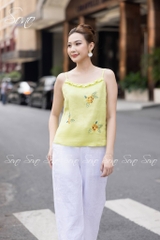 SONO - Áo linen 2 dây thêu 3 hoa