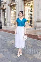 SONO - Áo linen tay dơi cổ tim thêu