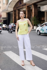 SONO - Áo linen 2 dây thêu 3 hoa