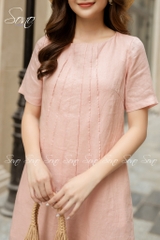SONO - Đầm chất liệu linen chạy li form suông trẻ trung