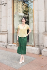 SONO - Áo linen tay dơi cổ tim thêu