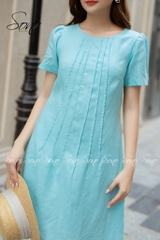 SONO - Đầm chất liệu linen chạy li form suông trẻ trung