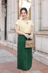 SONO - Áo linen tay dơi cổ tim thêu