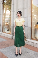SONO - Chân váy linen nút gỗ