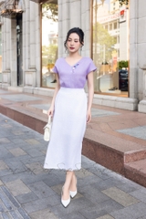 SONO - Áo linen tay dơi cổ tim thêu