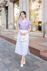 SONO - Áo linen tay dơi cổ tim thêu