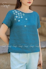SONO - Áo linen thêu hoa nhí ở vai