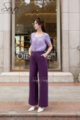 SONO - Áo linen cổ vuông thêu viền cổ