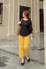 SONO - Áo linen tay lửng thêu hoa