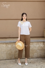 SONO - Áo linen thêu hoa nhí ở vai