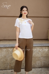 SONO - Áo linen thêu hoa nhí ở vai