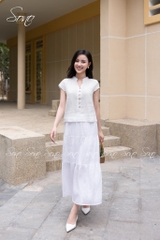 SONO - Áo linen cổ tàu đính nút gỗ
