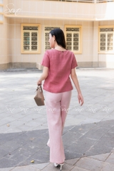 SONO - Áo linen cổ tròn thêu chùm hoa ngâu