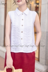 SONO - Áo sơ mi linen sát nách chạy gân