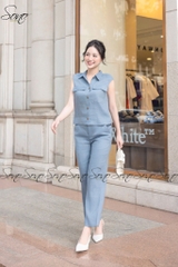 SONO - Bộ dài linen sát nách túi nắp