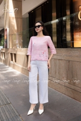 SONO - Áo linen tay lỡ thêu 7 cành