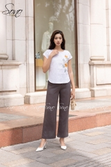 SONO - Áo linen cổ đan thêu hoa