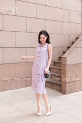 SONO - Đầm linen sơ mi sát nách thêu