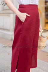 SONO - Chân váy linen nút mắt cáo