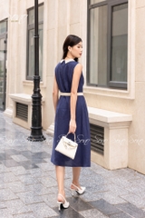 SONO - Đầm sơ mi sát nách linen viền màu