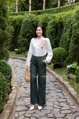 SONO - Áo sơ mi linen thêu hoa bên ngực