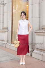 SONO - Áo sơ mi linen sát nách chạy gân