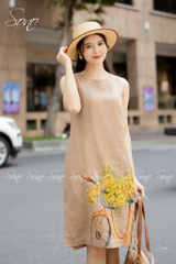 SONO - Đầm linen vẽ giỏ hoa xe đạp