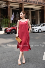 SONO - Đầm linen 2 dây thêu viền cổ