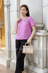 SONO - Áo linen thêu 3 hoa vai