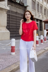 SONO - Áo linen có tay thêu chuồn chuồn