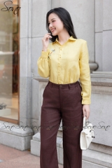 SONO - Áo sơ mi linen dài tay thêu chuồn chuồn