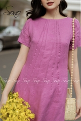 SONO - Đầm chất liệu linen chạy li form suông trẻ trung