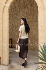 SONO - Áo linen tay ngắn thêu quấn bọ