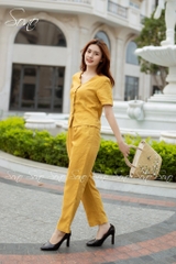 SONO - Bộ dài linen cổ lượn sóng