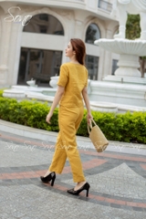 SONO - Bộ dài linen cổ lượn sóng