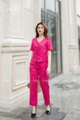 SONO - Bộ dài linen cổ lượn sóng