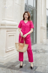 SONO - Bộ dài linen cổ lượn sóng